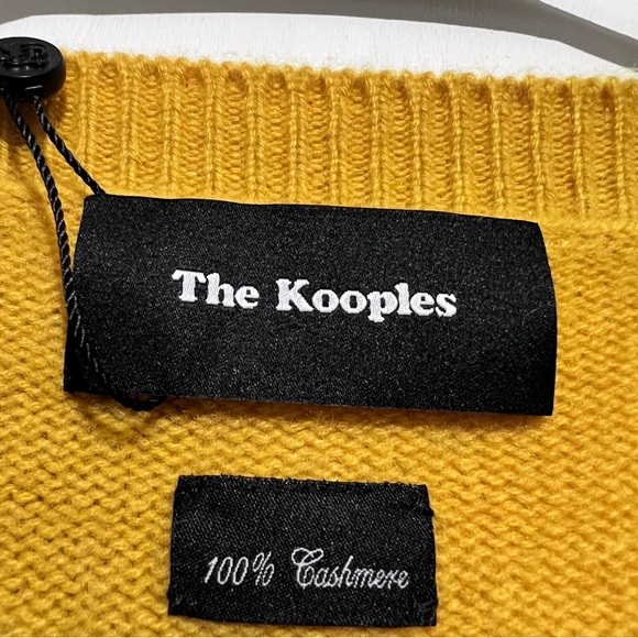 The Kooples yellow mustard cashmere cardigan oversized crop length sweater sz 2 - Picture 3 of 11